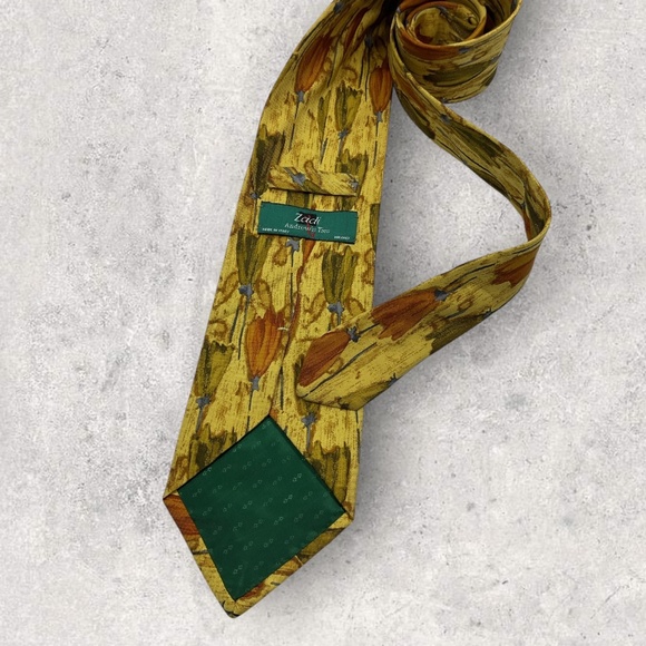 ZADI ANDREWS Yellow/Orange Floral Silk LUXURY Tie ITALY - Picture 2 of 6